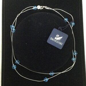 Vintage Swarovski Halley Necklace Indicolite Moonlight Crystals Rock Cut w Box